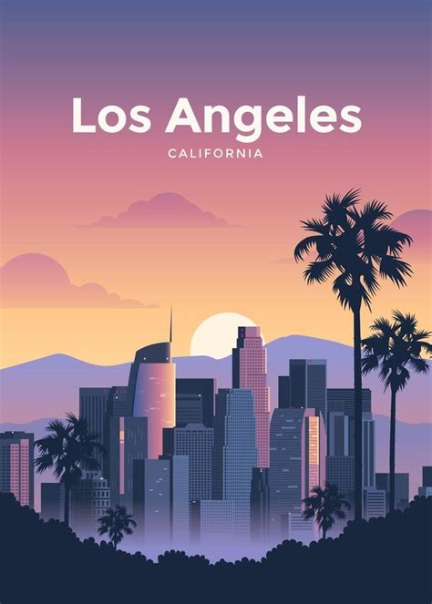 Los Angeles Travel Poster Travel Print Poster Photoshootcafe Los