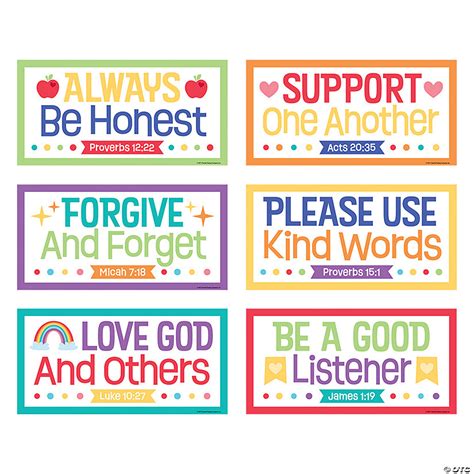Colorful Bible Classroom Rules Poster Set 6 Pc Oriental Trading