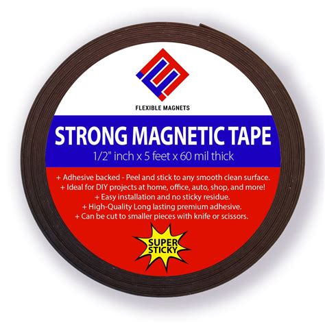 Flexible Magnetic Tape Roll With Adhesive Backing Super Sticky