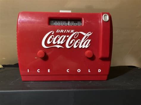 vtg old tyme coca cola cooler radio otr 1949 am fm radio tape pop player works