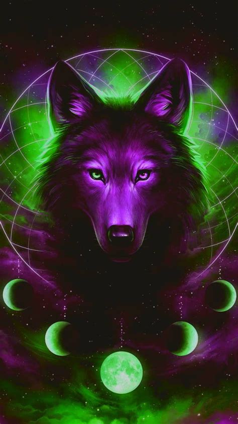 Neon Galaxy Wolf Wallpapers