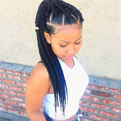 It all comes duh, braids are awesome, but sometimes you want to rock them and your loose natural hair. Cute jumbo braids via @narahairbraiding - Black Hair ...