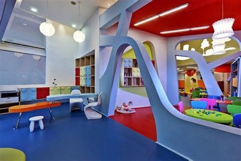 Kindergarten Interiors Large Room In Blue Color Daycare Decor Home
