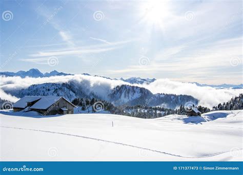 Winter Wonderland Alpine Snow Covered Ski Lodge Chalet Cabin In The