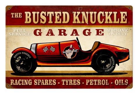 Vintage Race Car Metal Sign 18 X 12 Inches