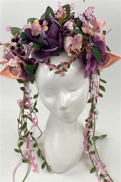 Halo Elf Crown Flower Circlet Fairy Large Headdress Flower Etsy In