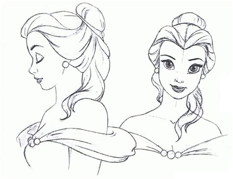 Draw an oval for her head. Belle Princess Drawing at GetDrawings | Free download