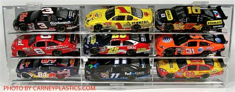 Clear back is no extra charge. NASCAR Diecast Model Car Display Case 9 Car 1/24 Angled ...
