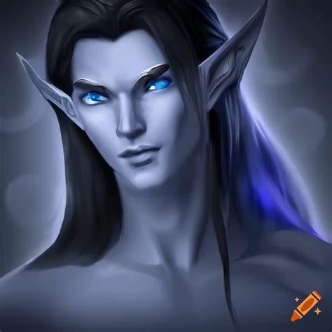 Beautiful Male Elf With Off Black Hair Sapphire Blue Eyes And Light