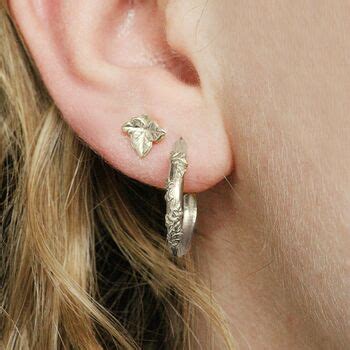 Encrusted Ivy Leaf Hoop Earrings In Silver Or Gold By Amulette