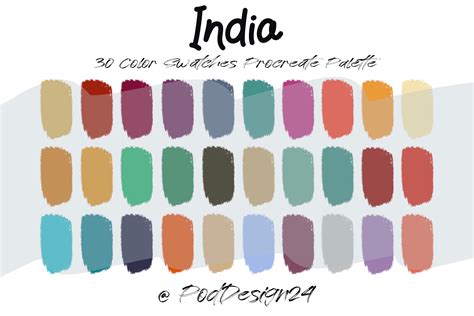 Procreate Color Palette 30 Swatches India Procreate Etsy