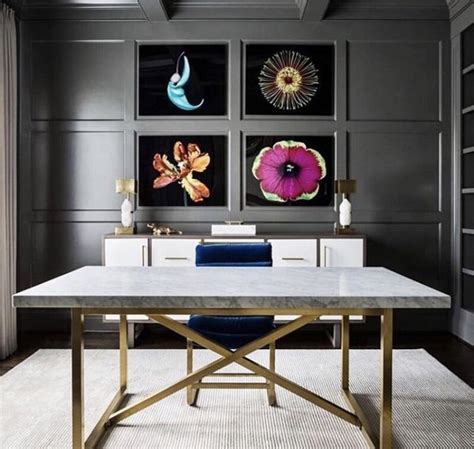 Surrounding yourself with recent work that. Desk/color/artwork | Home office design, Home office decor ...
