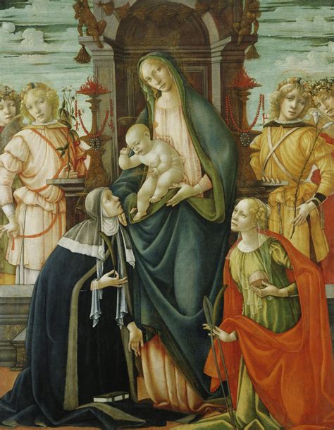 Enthroned Madonna And Christ Child With Angels Saints