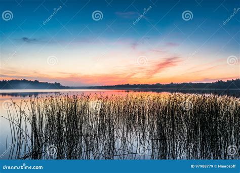 The Sky And The Lake In The Twilight After Sunset Stock Image Image