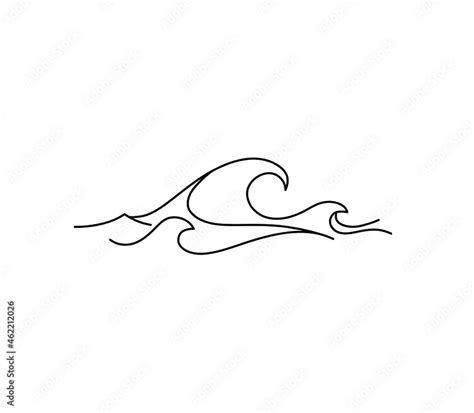 Vector Isolated One Line Simple Waves Line Drawing Single Line Waves
