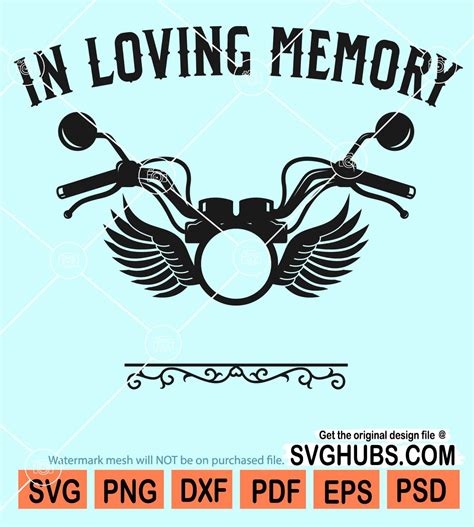In Loving Memory Motorcycle Svg Angel Wings Svg Biker Memorial Svg