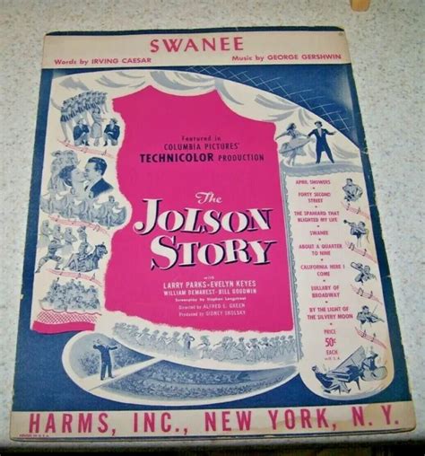 Vintage Sheet Music Swanee 1919 The Al Jolson Story 1946 Guc