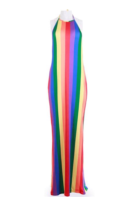 90s rainbow striped maxi dress maxi women s size large xl 34 44 in 2021 striped maxi dresses