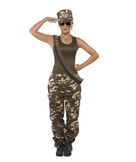 Ladies Adult Camo Sexy Solider Army Fancy Dress Costume Playsuit Khaki