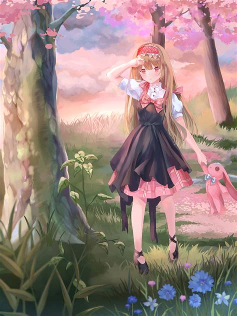 Download Girl In Forest Anime Art Wallpaper