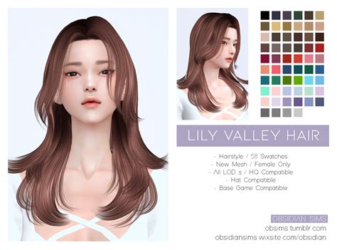 LILY VALLEY HAIR New Mesh FIXED Clearquartzsims Asian Hair Sims 4