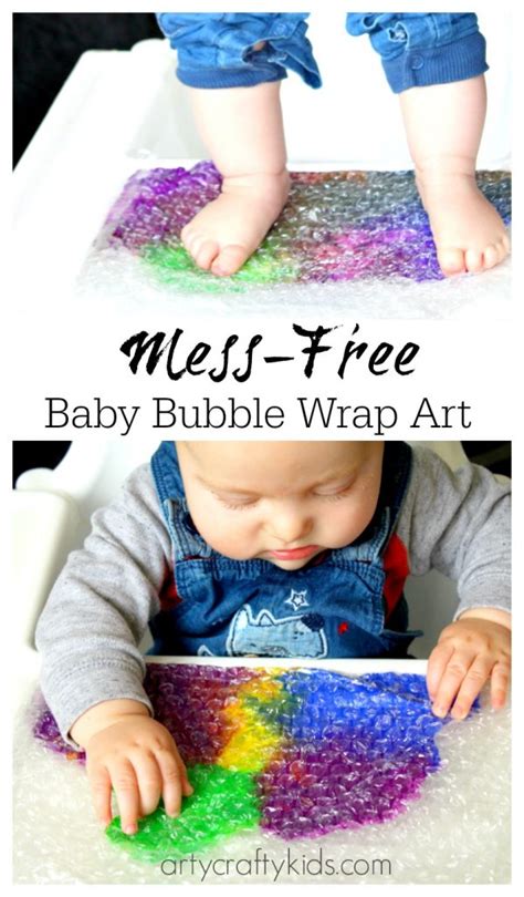 Baby Bubble Wrap Art Sensory Baby And Toddler Activity Arty Crafty Kids