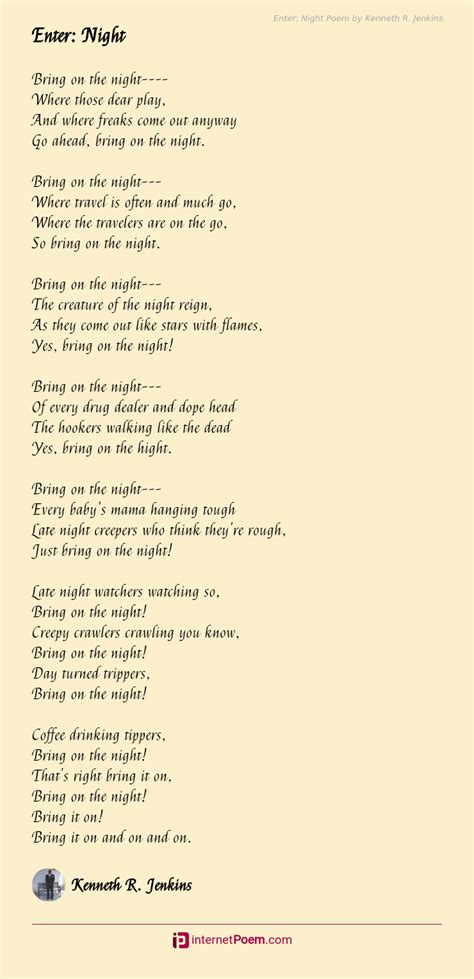 Enter Night Poem By Kenneth R Jenkins