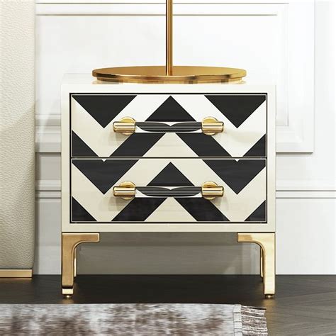 Our french bedside tables are sure to add the perfect finishing touch to your boudoir. Darrow 2 Drawer Nightstand Black And White Nightstand with ...
