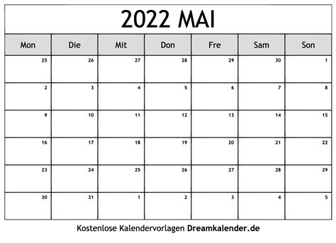 Kalender Mai 2022