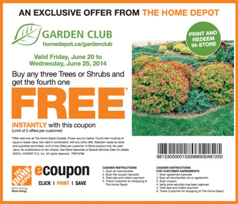 The Home Depot Garden Club Printable Coupons Buy Any Three Trees Or