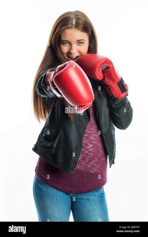 Young Girl With Boxing Gloves Stock Photo Alamy