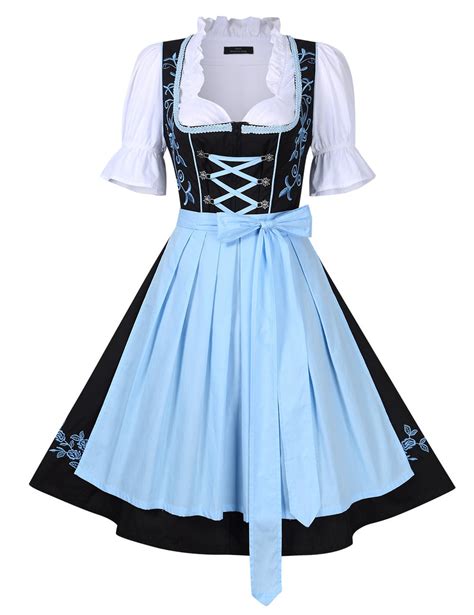 authentic bavarian trachten mini dirndl dress 3 pieces with apron and blouse