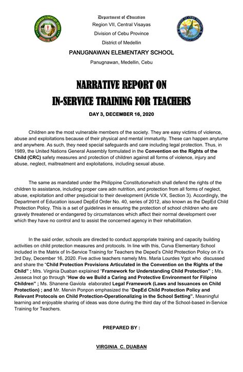 🏆 Example Of Narrative Report In School Narrative Report About School