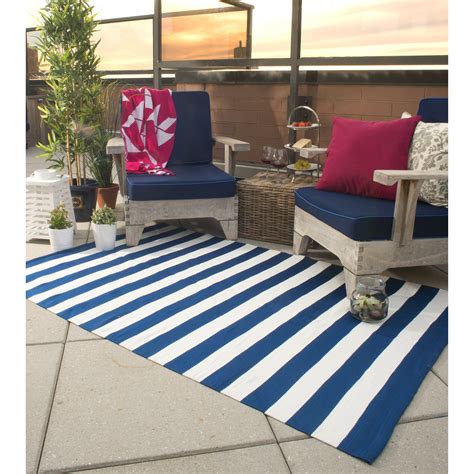 Indoor outdoor rugs are more popular than ever for front porches and more. Fab Rugs Nantucket Striped Blue & White Indoor/Outdoor ...
