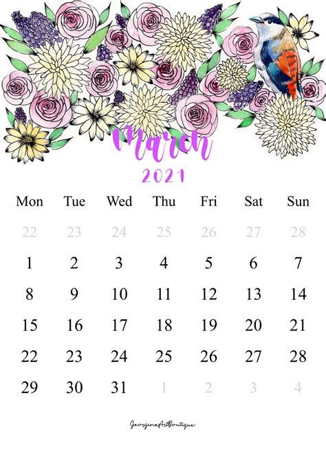 Print 2021 Watercolor And Ink Flower Calendar Etsy