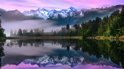 Wallpaper Nature Landscape Trees Forest Lake Clouds Mountains