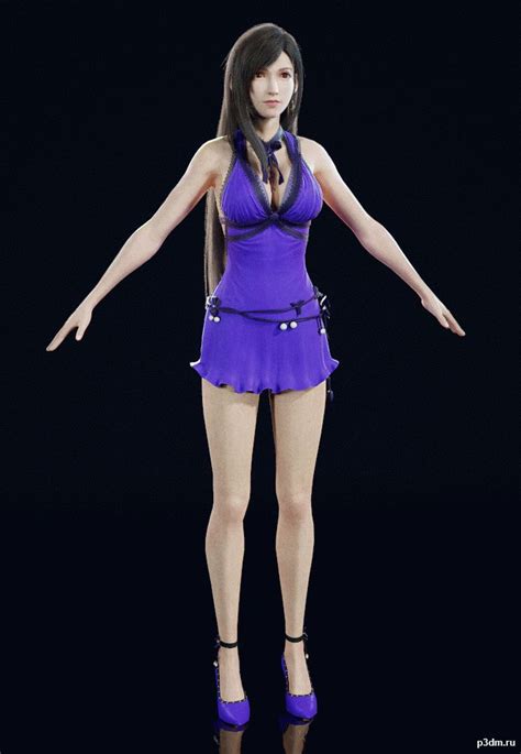 final fantasy vii remake tifa purple dress pack 3d models final fantasy vii final