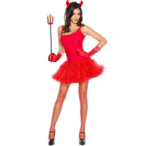 3pcs Adult Demon Evil Witch Spellcaster Costume Red Sexy Devil Costume