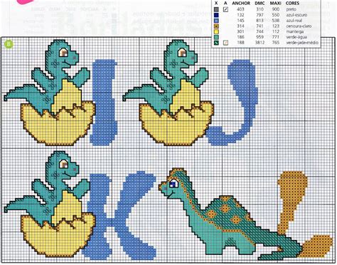 Gostaria se possivel que me mandassem o alfabeto em ponto cruz pois preciso bordar uma toalhinha de bebe muito obrigada. ENCANTOS EM PONTO CRUZ: Monograma Dinossauro