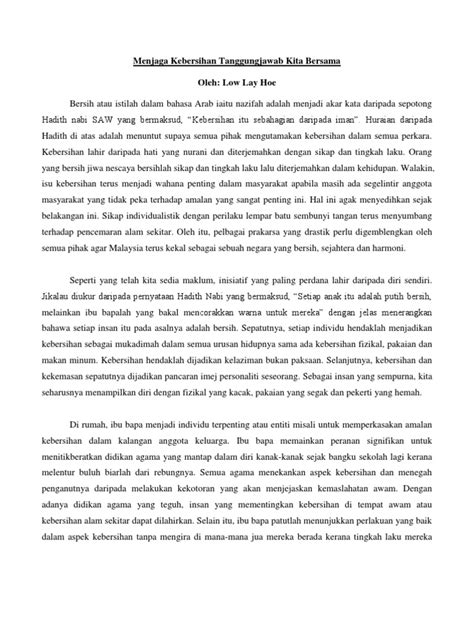 Berisi contoh teks persuasi singkat tentang pendidikan, kesehatan, lingkungan, lengkap. Menjaga Kebersihan Tanggungjawab Kita Bersama.docx