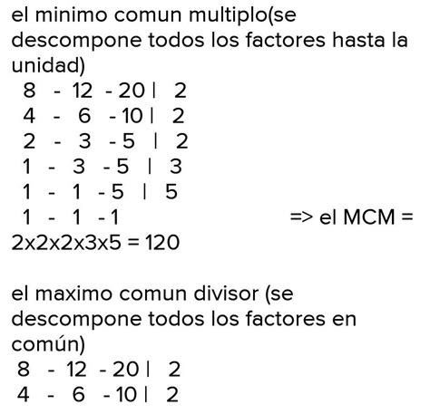 Halle el mínimo común múltiplo (m.c.m.) de los siguientes grupos de
