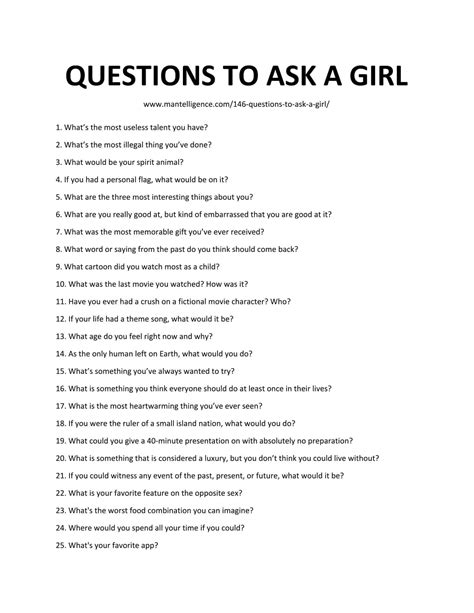 Good Questions To Ask A Girl Spark Great Conversations Deep