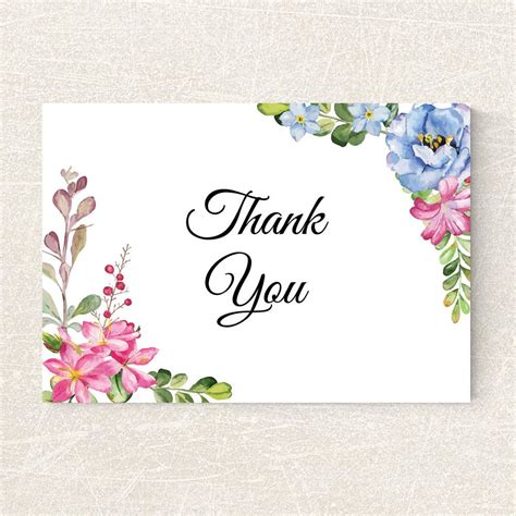 Thank You Cards Floral Wedding Thank You Card Template U2022 Printable