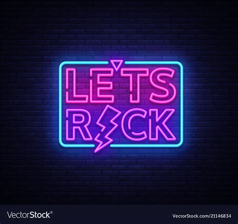 Lets Rock Neon Rock Music Neon Sign Royalty Free Vector