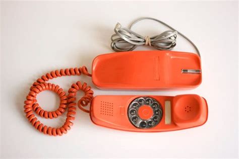 Vintage Orange Rotary Phone Mine Was Pink I Think Attached To The