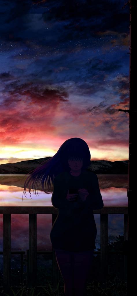 1440x3100 Resolution Anime Girl In Sunset 1440x3100 Resolution