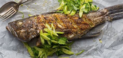 How To Make Grilled Black Sea Bass With Cucumber And Cilantro Salad