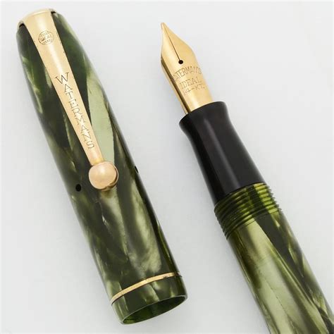 Waterman 92v Fountain Pen 1940s Green Marble Military Clip