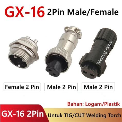 Jual Gx 16 2pin Aviation Plug Connector Konektor Male Female 2 Pin 16mm