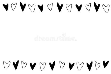Backgrounds Frames Of Small Outline Black Hearts Hand Drawn Love